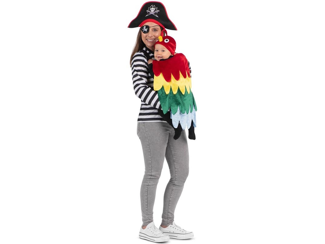 Disfraz de Pirata y Loro con cubremochila para adulto y bebé