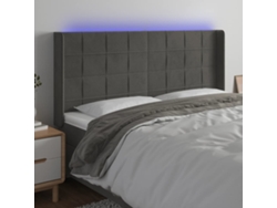 Cabecero Con Led De Terciopelo Gris Oscuro 203x16x118/128 Cm