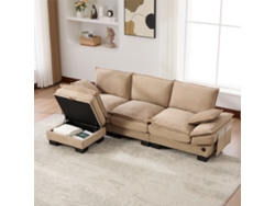 Sofá Modular 3 Plazas - Asiento Ancho, Diseño Ergonómico, Espuma De Alta Densidad, Usb-c Y Bolsillos Laterales - Khaki
