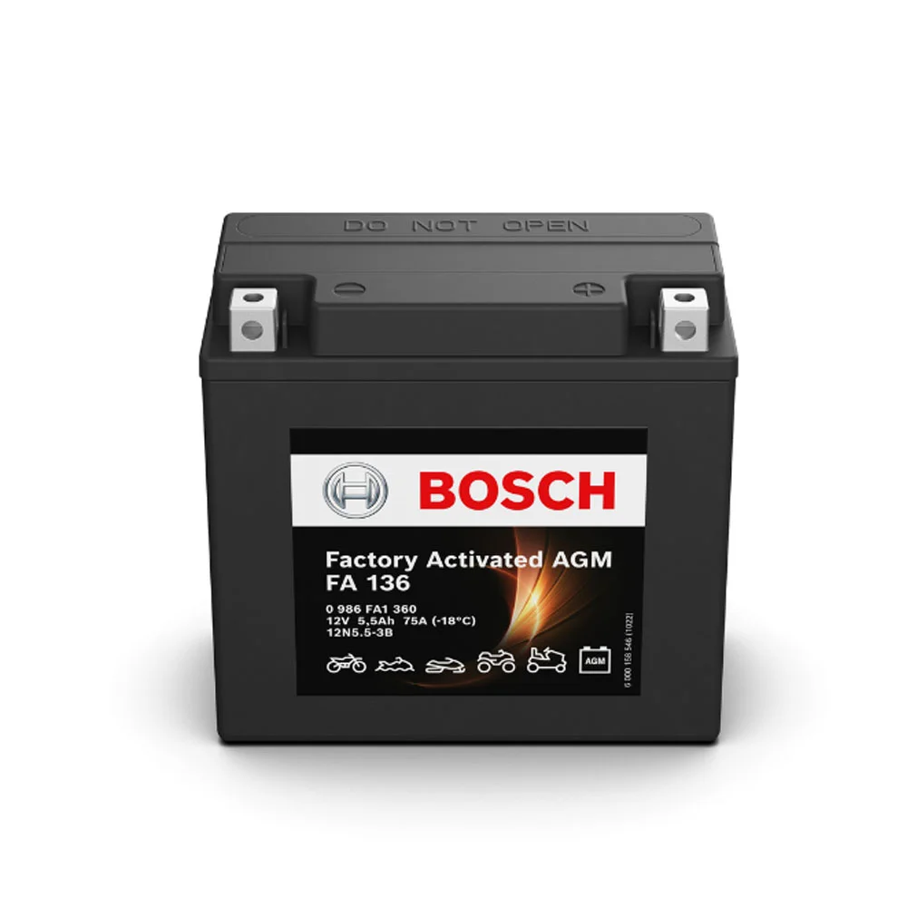 Batería de Moto BOSCH FA136 (12N5.5-3B) 5,5Ah 75A 12V