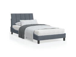 Cama Con Colchón Terciopelo Gris Oscuro 100x200 Cm