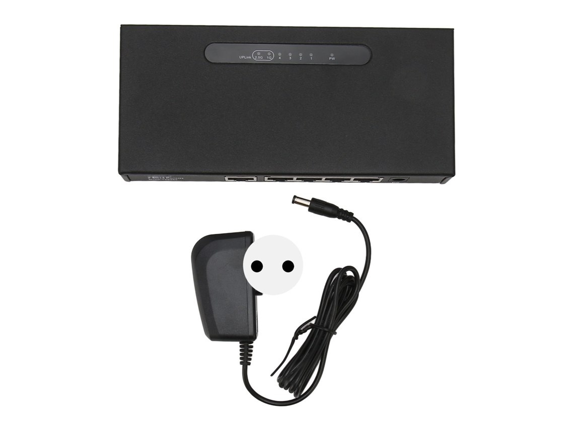 Switch Poe Gigabit 5 Portas Rj45 2500mbps 1000mbps 78w Auto Adaptável Para Escritório Eu Plug