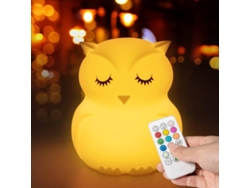 Lámpara de noche de búho para bebé, lámpara de noche con control remoto (blanca)