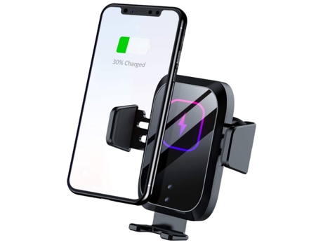 Cargador Coche Inalámbrico Qi Clip Carga Rápida Teléfono BISBISOUS Negro