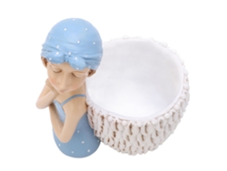 Lindo Portalápices Con Forma De Estatua De Niña Azul De Resina, Decoración De Mesa, Regalo, Detalles Exquisitos
