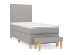 Maison Exclusive - Cama Box Spring Con Colchón Tela Gris Claro 90x200 Cm