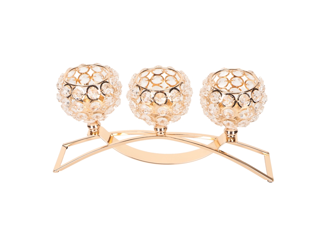 Candelabro de cristal dorado 2026 con 3 brazos, estilo europeo, resistente al viento, estable y duradero, ideal para bodas, fiestas y Año Nuevo.