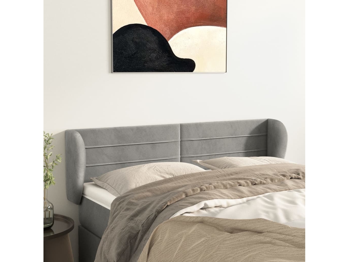 Cabecero De Terciopelo Gris Claro 147x23x78/88 Cm