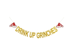 Guirnalda Del Grinch Con Purpurina Dorada Para Decoraciones Navideñas Y Fiestas Temáticas Del Grinch.