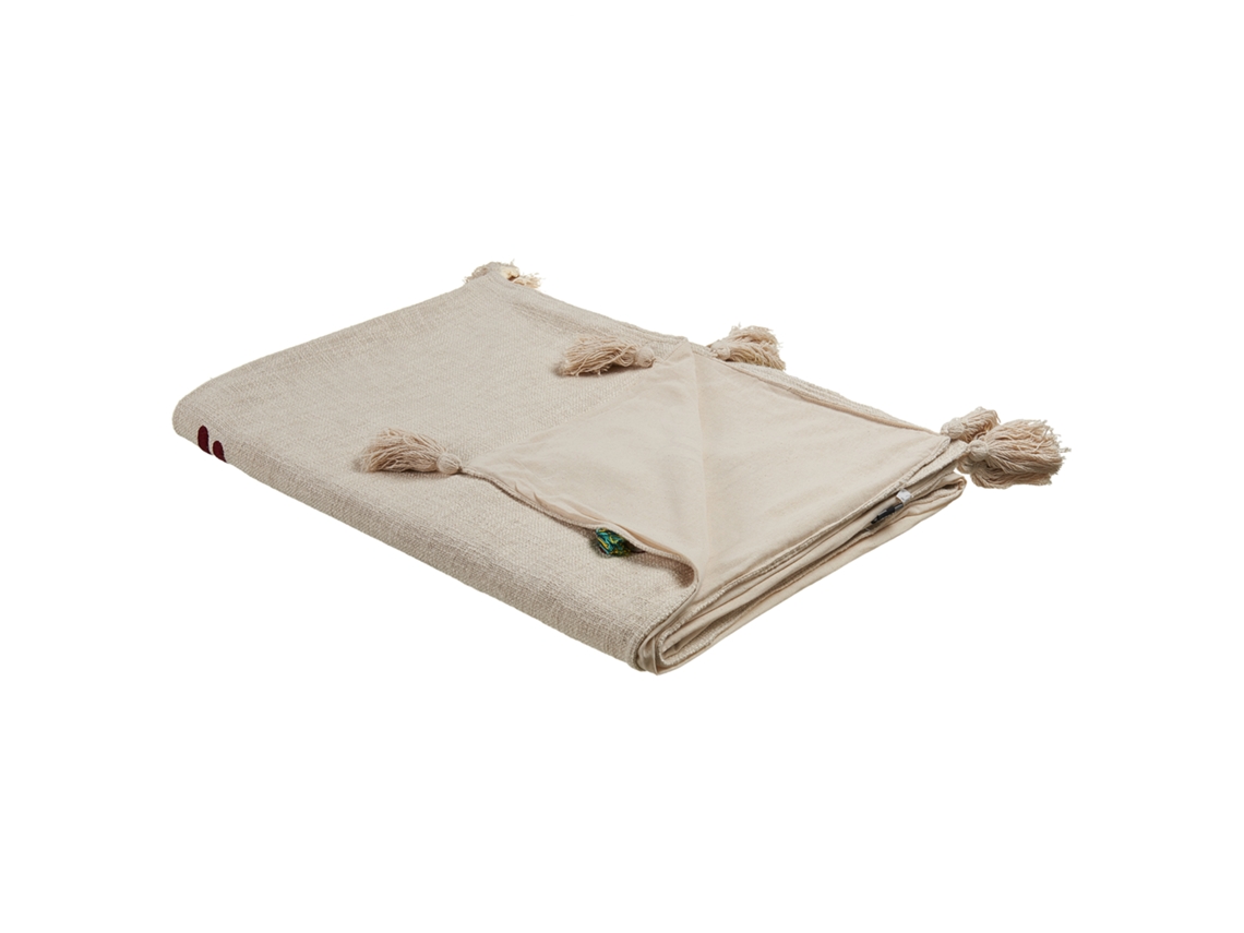 Manta Decorativa Crema de Algodón BELIANI Y Marrón 130X180 Cm Deoghar