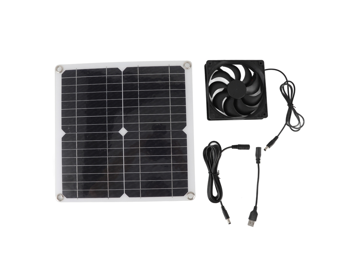 Ventilador solar portátil de 12 W para coches, autocaravanas, hogar y viajes.