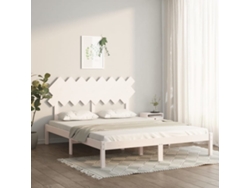 Estructura De Cama De Madera Maciza De Pino Blanca 160x200 Cm