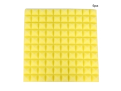 Paneles de espuma acústica piramidales de 50 x 50 x 5 cm, 6 unidades, espuma de estudio para aislamiento acústico (amarillo)