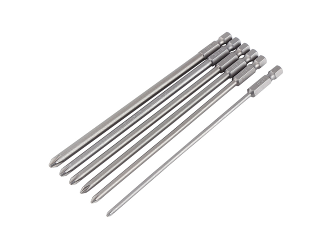 Juego de 6 puntas de destornillador magnético de acero S2 de 1/4'' y 150 mm con cabeza Phillips