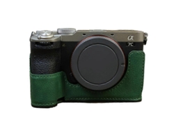 Estuche inferior de piel sintética retro compatible con cámara Sony A7c II/A7cr con ranura para batería Facpoet