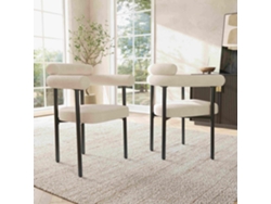 Juego de 2 sillas de terciopelo con brazos Mobrio beige