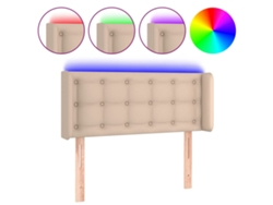 Cabecero Con Led VIDAXL Marrón Cuero artificial (93x16x88 cm)