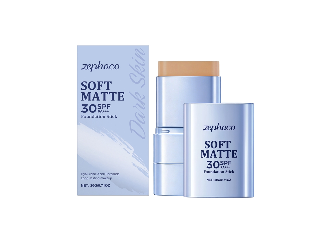 Base de maquillaje en barra mate 2 en 1, tono oscuro, piel oscura