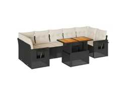 Conjunto de 8 sofás de jardín con cojines de mimbre, color negro, EXCLUSIVA MAISON (8 piezas)