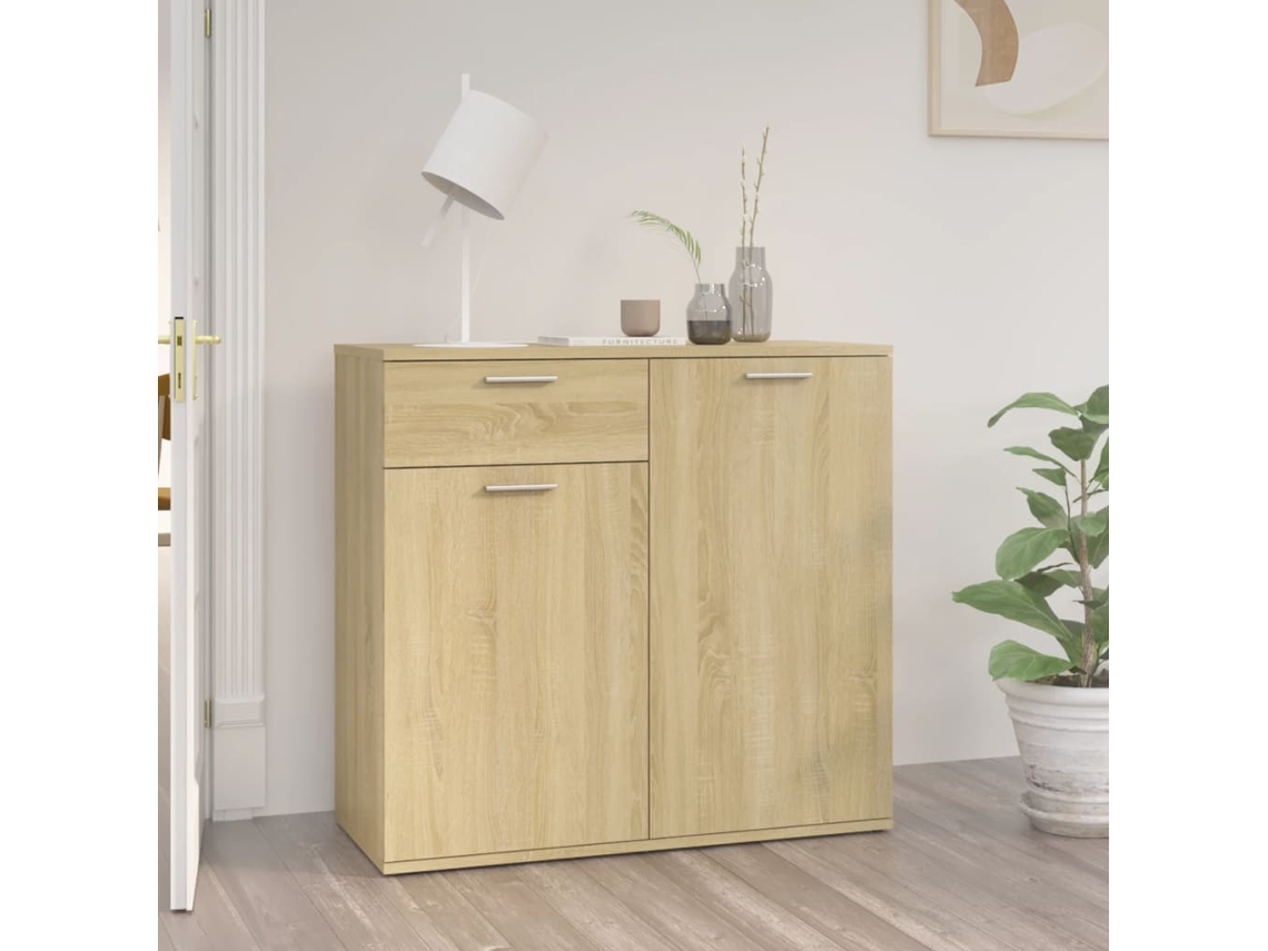 Aparador De Madera Contrachapada Color Roble Sonoma 80x36x75 Cm