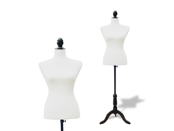 Maniquí De Sastre Ajustable De 130 A 168 Cm, Trípode De Madera, Acabado Blanco.