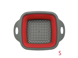 (rojo S) Colador De Cocina De Silicona Cuadrado Plegable, Colador De Frutas Y Verduras, Escurridor Ecológico