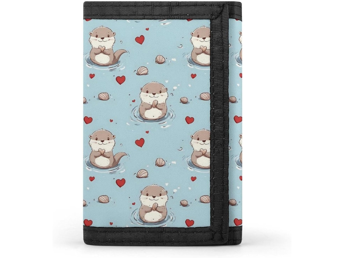 Cartera Compacta Poliéster Con Cremallera Para Hombre Diseño Estampado