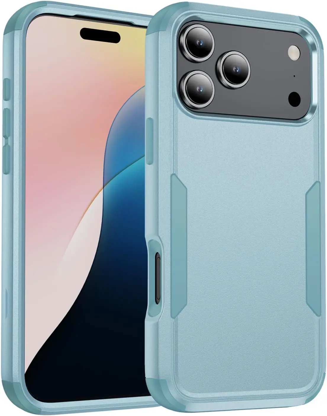 (azul Claro, Iphone 13 Pro) Funda Protectora De Triple Capa, Reforzada, A Prueba De Golpes Y Caídas Para Iphone.