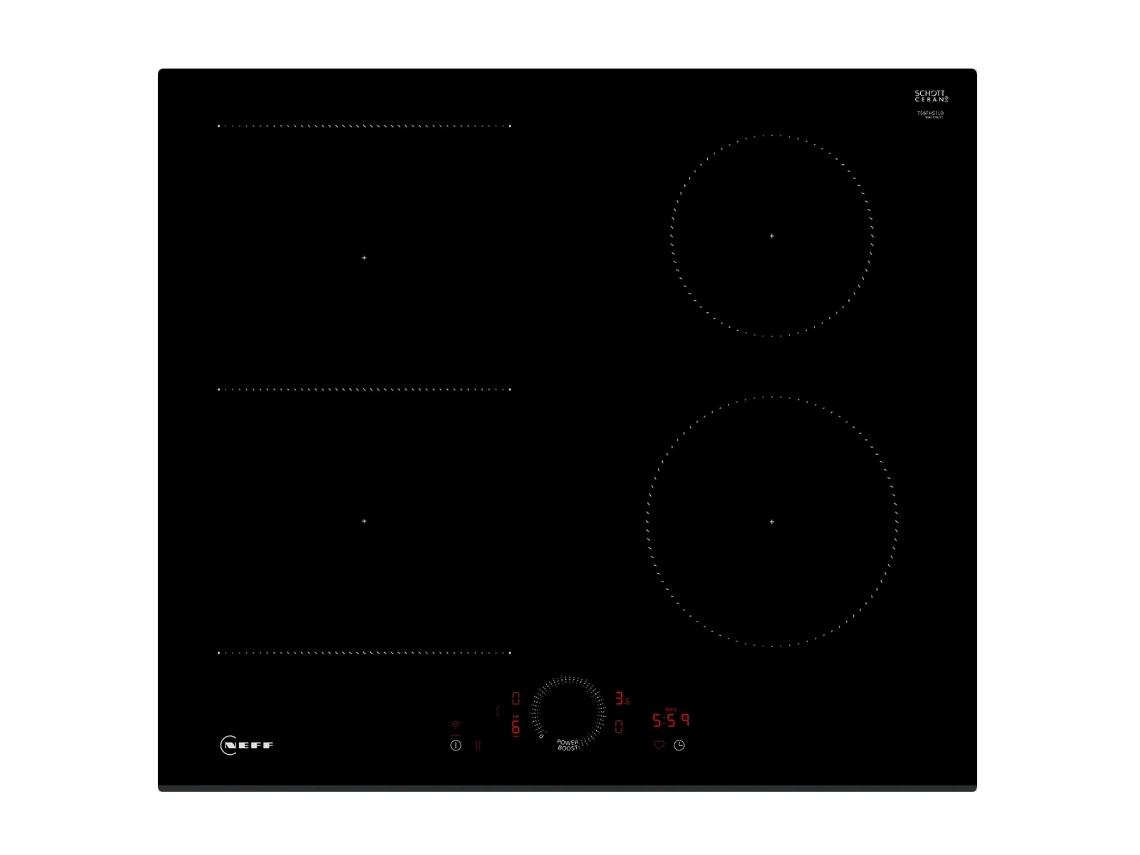 Placa de inducción 60cm 4 fuegos 6900w negra. T56FHS1L0 - NEFF