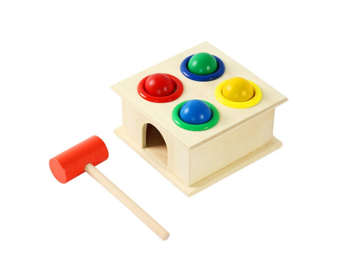 Martillo De Madera Educativo Con Pelotas Para Que Los Bebés Desarrollen La Coordinación Mano-ojo.