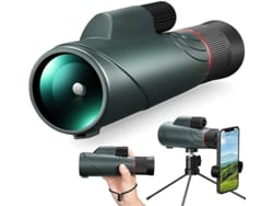 Telescopio monocular 10x20 HD Bak4 Prism FMC Verde IP68 Trípode metálico Adaptador para smartphone Observación de aves Verde Yizhood