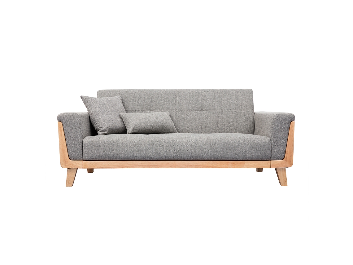 Sofá Nórdico 3 Plazas Gris Claro Y Madera Fjord MILIBOO