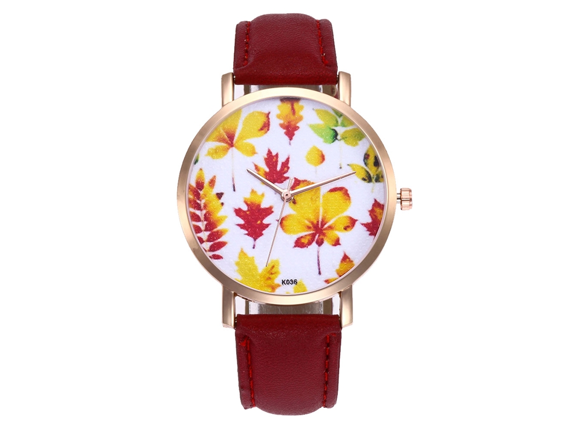 Reloj De Pulsera Zhoulianfa Para Mujer De Piel Sintética Con Esfera Redonda De Cuarzo (rojo)