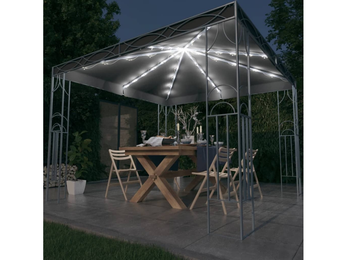 Cenador con guirnalda de luces LED, 300 x 300 cm, antracita, WSD232674 Lovely Home