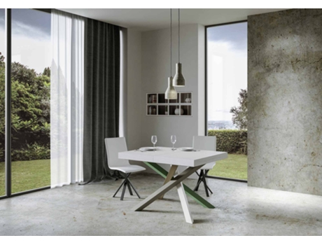 Mesa extensible 90x140/244 cm Volantis Fresno Blanco estructura 4/A