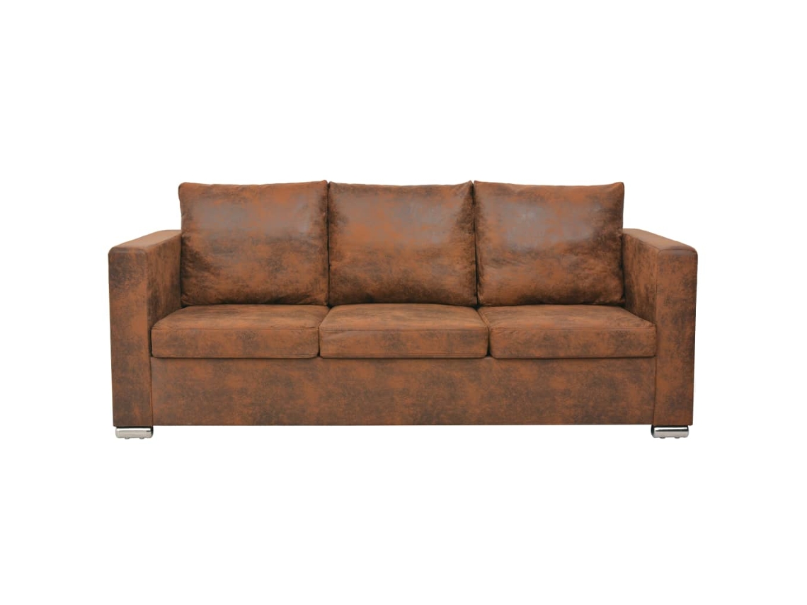 Maison Exclusive - Sofá De 3 Plazas De Cuero Artificial De Ante 191x73x82 Cm
