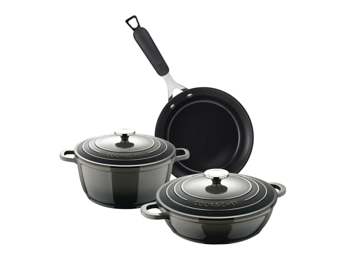 Juego de utensilios de cocina de aluminio, sartén Bergner de Ø24 cm (ø20 cm 2,4 l y Ø24 cm 2,3 l)