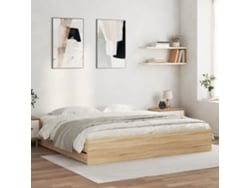 Cama Con Cajones Madera Ingeniería Roble Sonoma 160x200 Cm