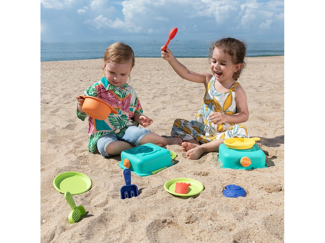 Juguetes de playa Hape Sandy Chef: juego de cocina de playa para jugar en la arena