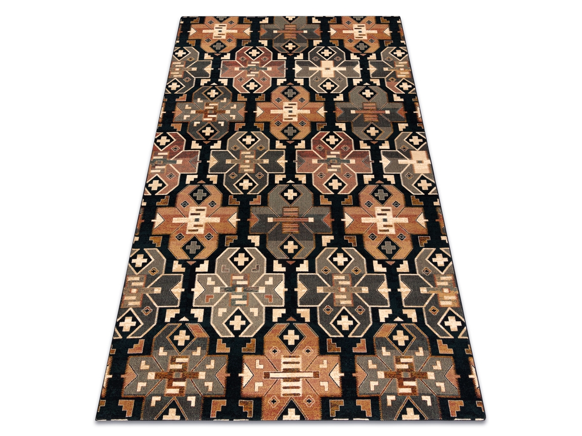 Alfombra de Lana DYWANY LUSZCZOW Superior Dias Étnico Azul Oscuro