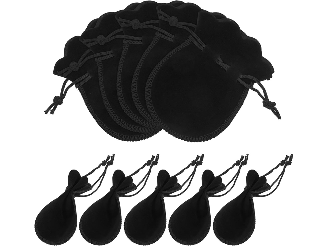 Bolsitas Terciopelo Negro Resistentes Desgaste Cordón Joyas Juego 10 Portátiles Dulces Recuerdos Fiesta Al
