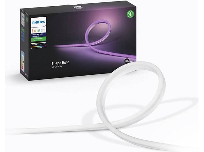 Philips Hue Tira inteligente exterior led 2m alimentador con bluetooth sumergible ip67 luz blanca y color compatible alexa google home white and ambiance para luces 2 mts silicona lightstrip