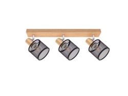 Foco de techo LED 3 lámparas aspecto madera negra E14 regulable 350 máx. 25W moderno para salón dormitorio cocina. NETTLIFE