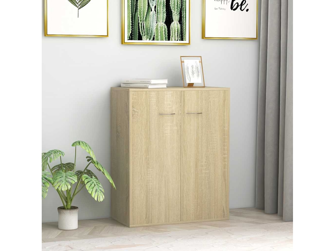 Aparador | Vitrina buffet 60x30x75 cm, madera contrachapada, color roble Sonoma.