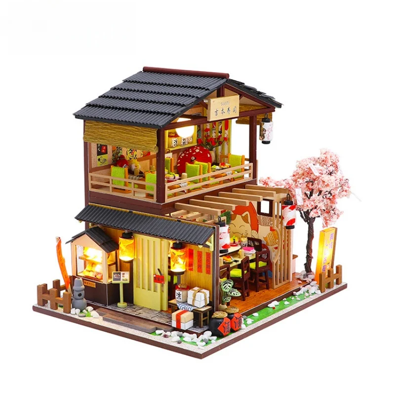 Kit De Casa Miniatura De Madera Para Construir Un Restaurante De Sushi Japonés - Modelo De Restaurante Para Armar A Mano