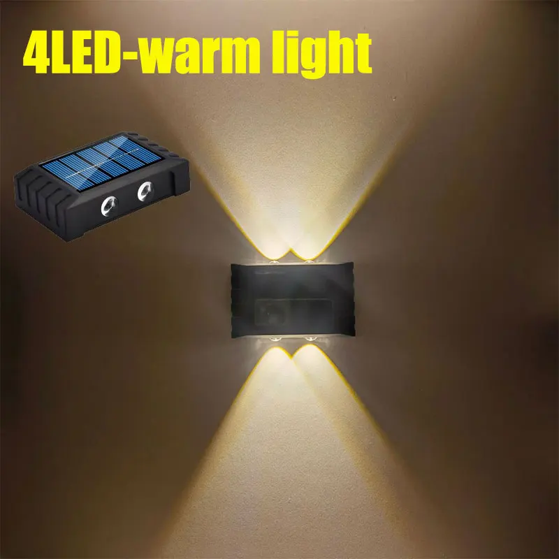 (luz Cálida) Aplique Solar Led Para Patio, Calle, Luz Decorativa, Exterior, Impermeable, Iluminación Superior E Inferior