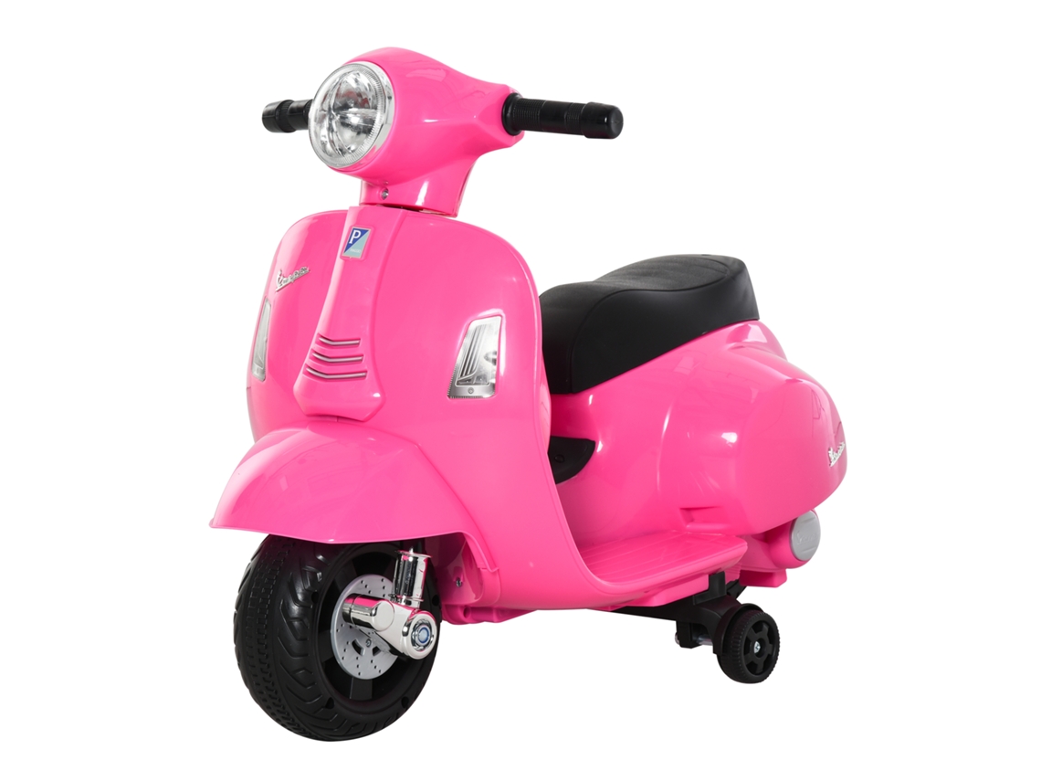 Motocicleta eléctrica para niños mayores de 18 meses con licencia, faros, claxon y 4 ruedas, 66,5 x 38 x 52 cm, rosa, ZENCORE SERVICES