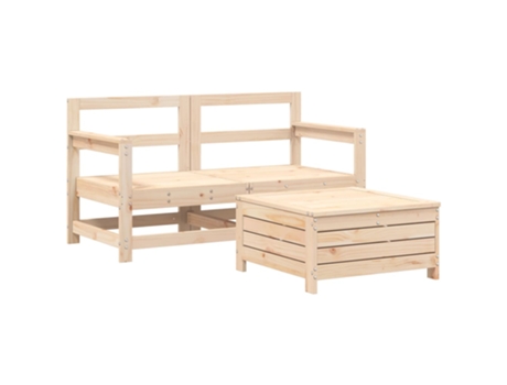 Conjunto 3 de sofás de jardín VIDAXL madera maciza de pino