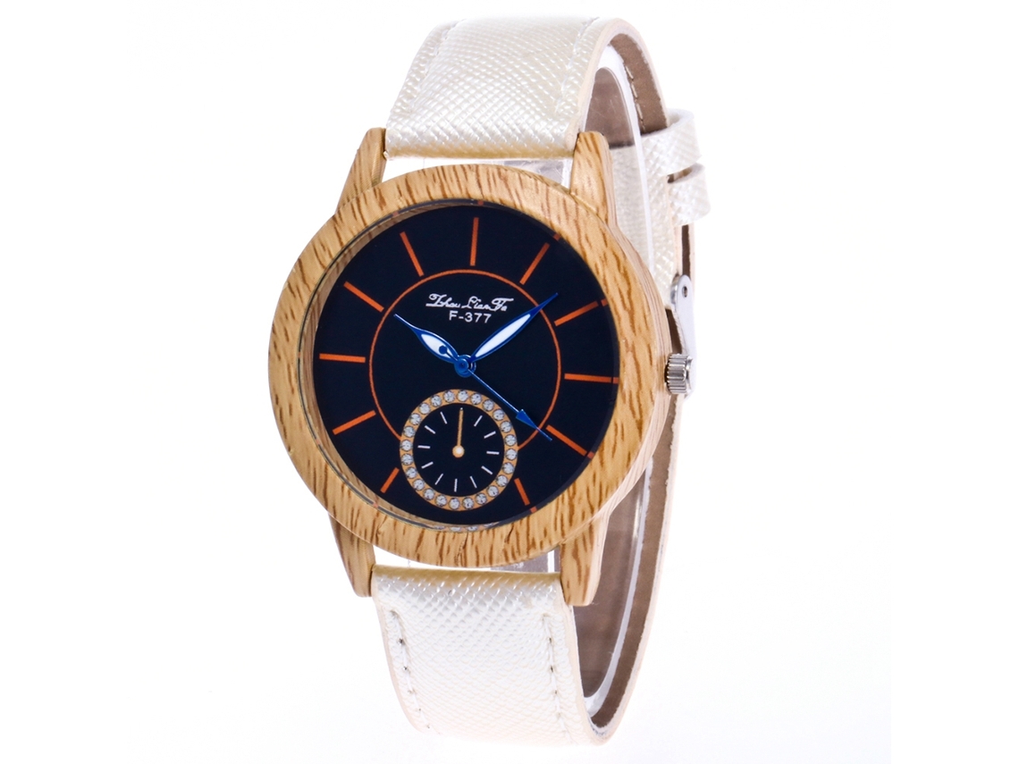 Reloj De Cuarzo Con Correa De Cuero Pu De Moda Para Mujer, Dial Redondo Simple (blanco)
