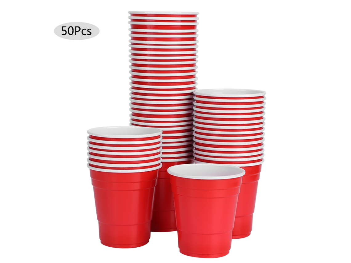 Vasos de plástico para fiestas, 285 ml, rojos, gruesos, duraderos y desechables para fiestas, cenas, barbacoas y picnics.